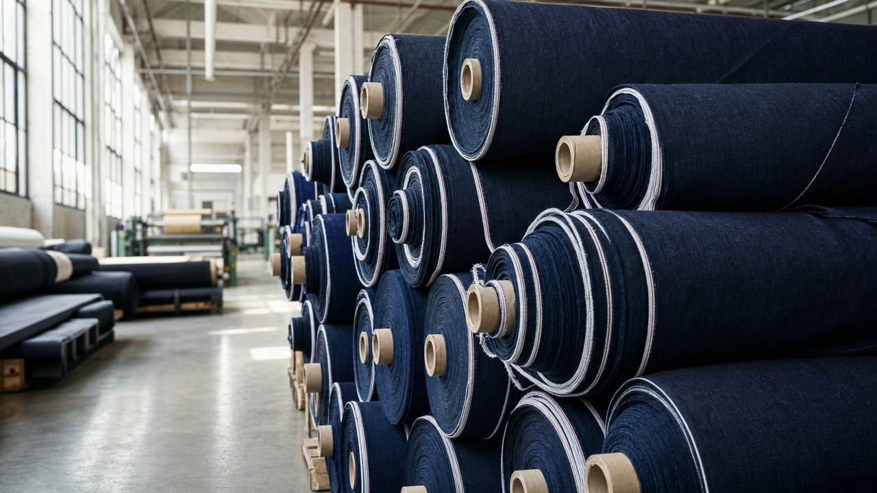 Rotoli denim indaco a Istanbul