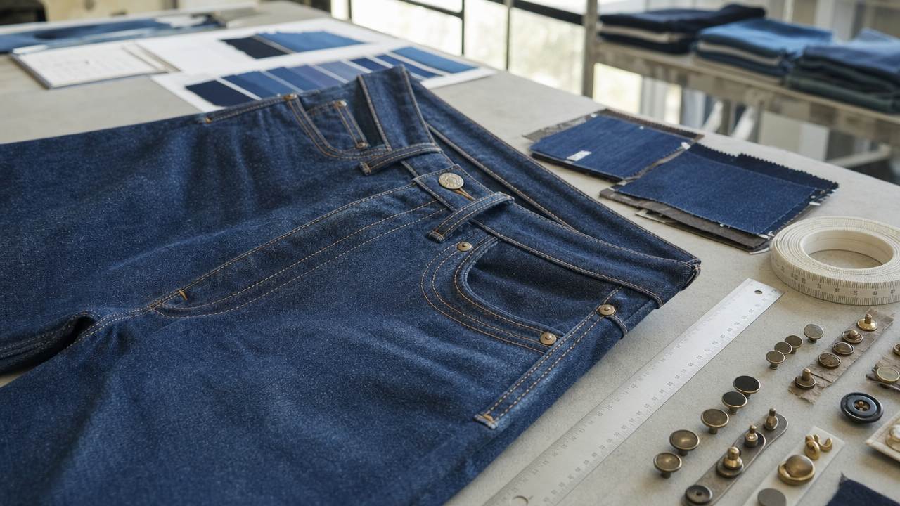 Tavolo QC denim — POM e ferramenta