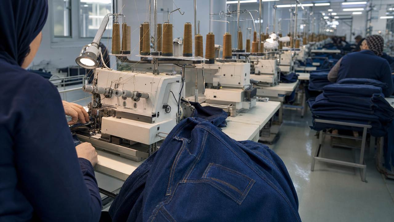 Linea di cucito denim